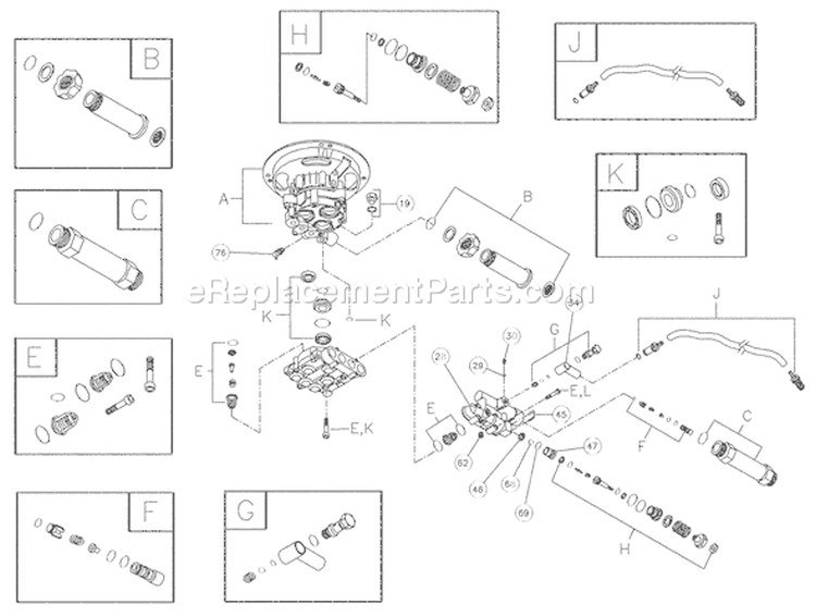 Page B Diagram and Parts List for 1694-1  Briggs and Stratton Pressure Washer
